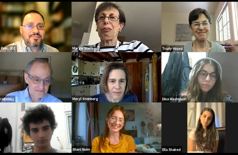  STATESIDE VOLUNTEERS and Jerusalemite students get together for a Zoom chat. (photo credit: Courtesy English Overseas)