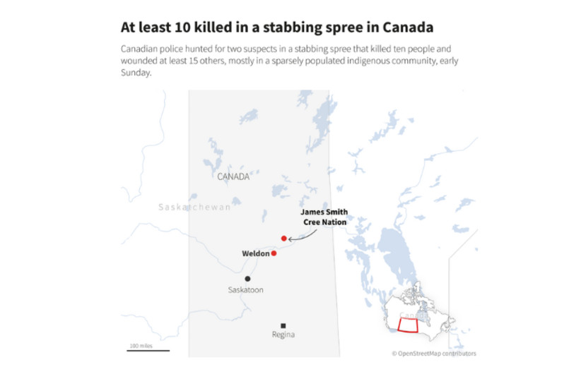 Map of stabbing location. (credit: REUTERS)