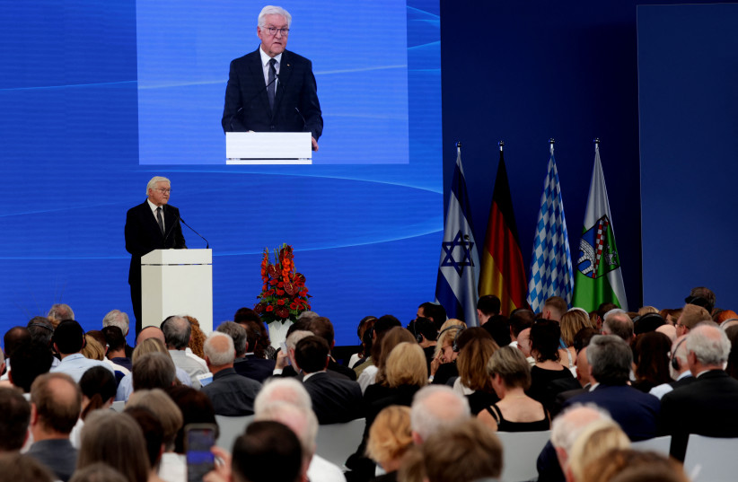 German President Frank-Walter Steinmeier speaks during a ceremony, commemorating the 50th anniversary of the Munich Massacre at the 1972 Munich Olympics near Munich, Germany, September 5, 2022German President Frank-Walter Steinmeier speaks during a ceremony, commemorating the 50th anniversary of the (credit: REUTERS/LEONHARD FOEGER)
