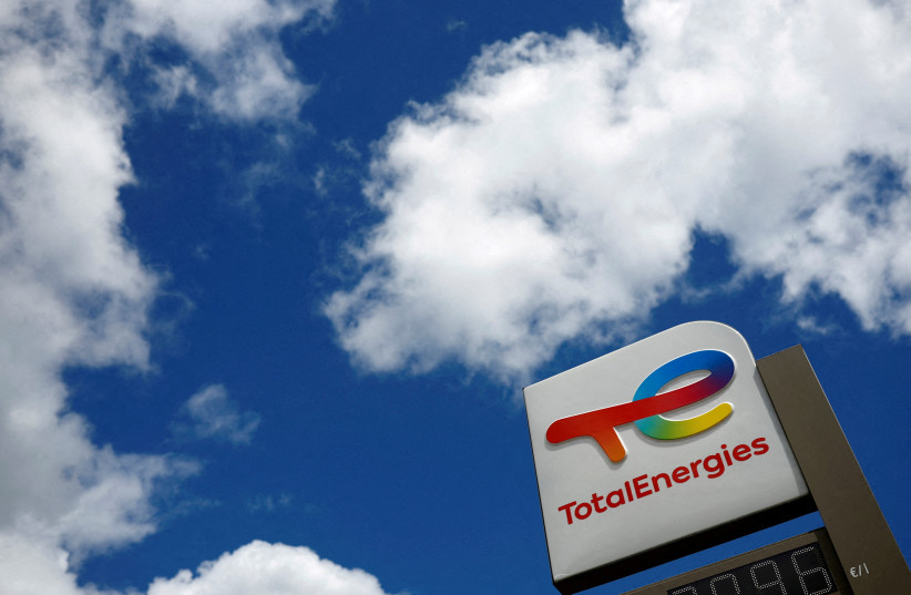  A sign with the logo of French oil and gas company TotalEnergies is pictured at a petrol station in Nantes, France, June 30, 2022. (photo credit: REUTERS/STEPHANE MAHE/FILE PHOTO)