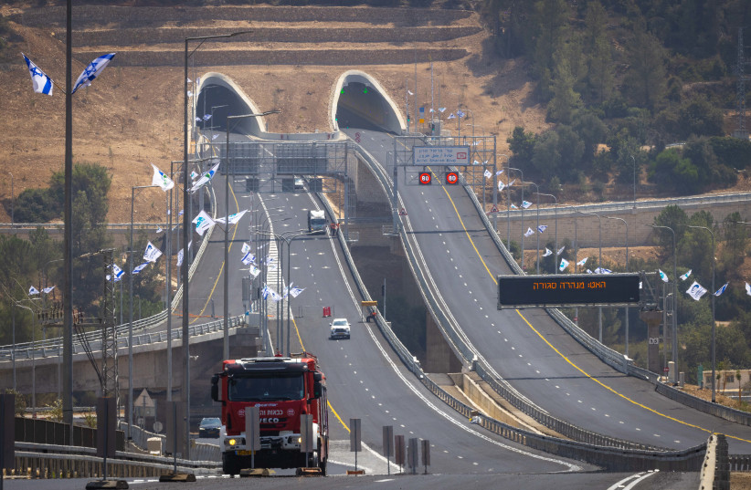  A general view of road 16 and it tunnels providing direct access to the southern and central sections of Jerusalem city from the west.  (photo credit: OLIVIER FITOUSSI/FLASH90)