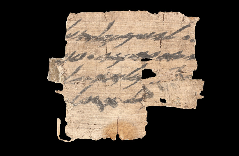  Ishmael Papyrus, a rare document from the First Temple period.  (photo credit: SHAI HALEVI / ISRAEL ANTIQUITIES AUTHORITY)
