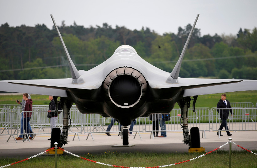   A Lockheed Martin F-35 aircraft is seen at the ILA Air Show in Berlin, Germany, April 25, 2018.  (credit: REUTERS/AXEL SCHMIDT)
