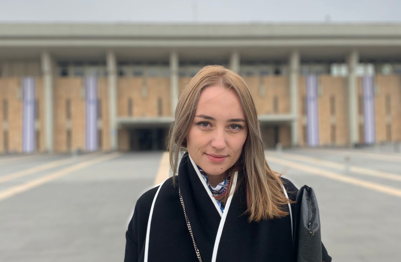  THE REBOOT Startup Nation co-founder Sophia Tupolev-Luz at the Knesset, where she works on the Green Pass program with MK Ron Katz, in April.  (credit: Sophia Tupolev-Luz)