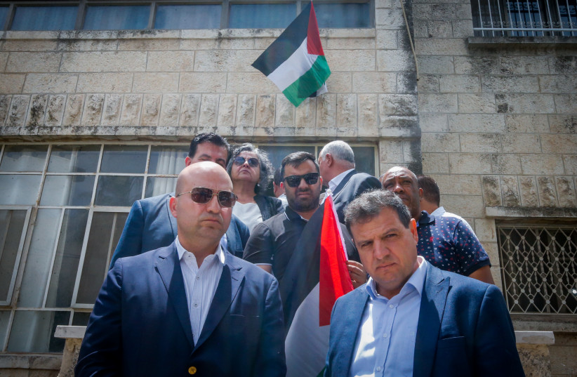  Joint List party chairman Ayman Odeh visits the home of of Al Jazeera journalist Shireen Abu Akleh in Jenin, in the east Jerusalem Neighborhood of Beit Hanina, May 11, 2022 (photo credit: JAMAL AWAD/FLASH90)