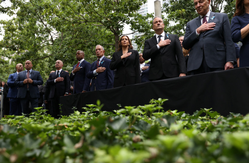 US Vice President Kamala Harris attends a ceremony marking the 21st anniversary of the September 11, 2001 attacks on the World Trade Center at the 9/11 Memorial and Museum in the Manhattan borough of New York City, US, September 11, 2022. (credit: AMR ALFIKY/ REUTERS)