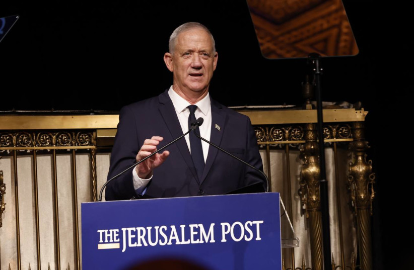  Defense Minister Benny Gantz  at the Jerusalem Post Conference in New York, September 12, 2022 (credit: MARC ISRAEL SELLEM)