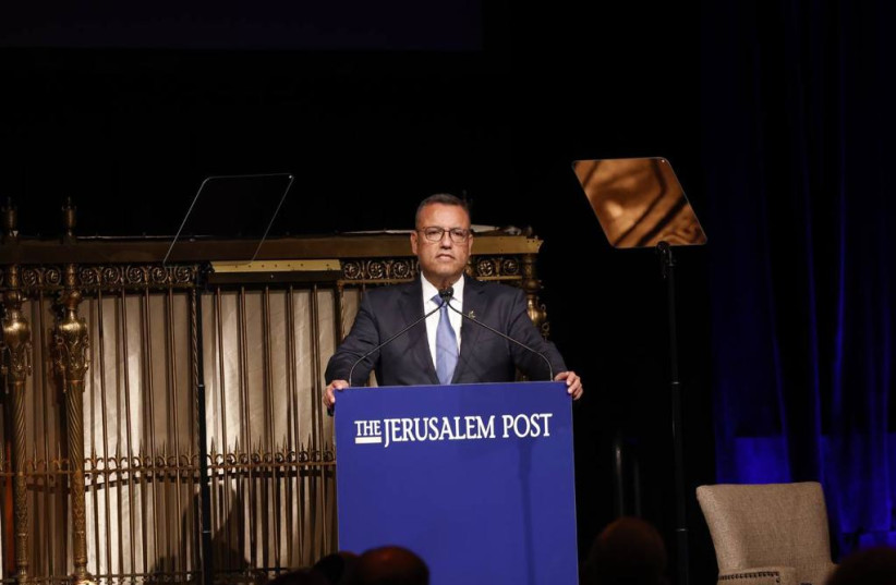  JERUSALEM MAYOR Moshe Lion speaks at the Jerusalem Post Conference in New York, US on September 12, 2022 (credit: MARC ISRAEL SELLEM/THE JERUSALEM POST)