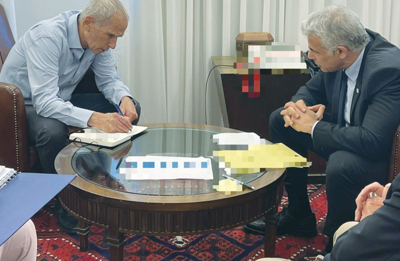  PRIME MINISTER Yair Lapid holds a working meeting with Public Security Minister Omer Bar Lev in Jerusalem. (photo credit: Prime Minister’s Office)