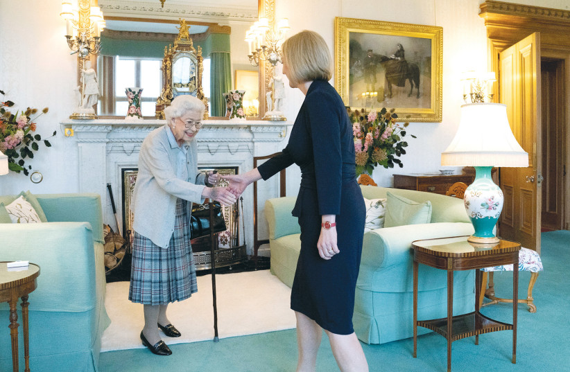  QUEEN ELIZABETH, two days before her passing, welcomes Liz Truss to Balmoral Castle, inviting her to become prime minister and form a government.  (credit: Jane Barlow/Reuters)