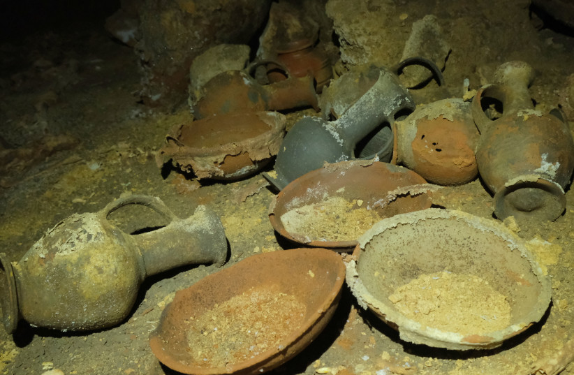  The vessels from 3,300 years ago discovered at Palmachim Beach. (photo credit: EMIL ALADJEM/IAA)