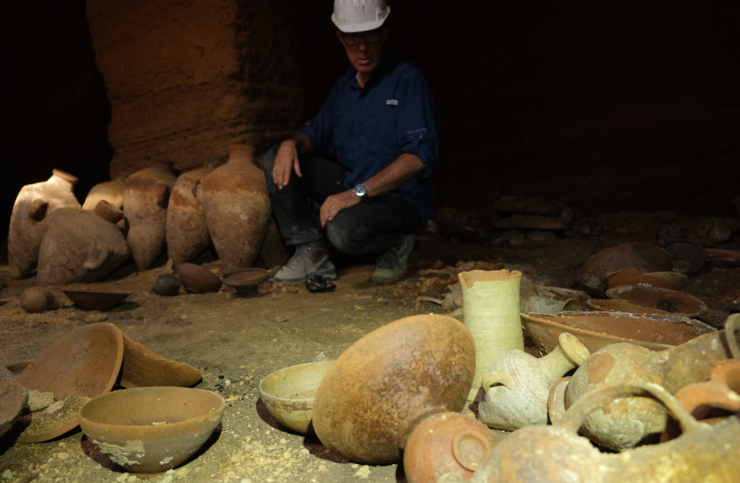  The vessels from 3,300 years ago discovered at Palmachim Beach. (credit: EMIL ALADJEM/IAA)