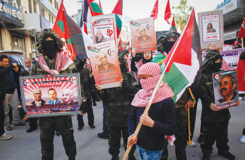  A PRO-PFLP march takes place in Nablus, West Bank (photo credit: NASSER ISHTAYEH/FLASH90)
