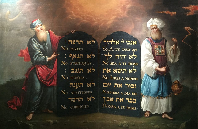  Moses and Aaron with the 10 Commandments (illustrative). (photo credit: Wikimedia Commons)