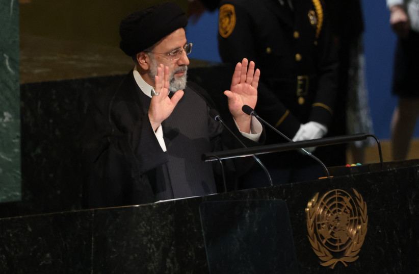  Iran's President Ebrahim Raisi addresses the 77th Session of the United Nations General Assembly at UN Headquarters in New York City, US, September 21, 2022. (photo credit: REUTERS/SHANNON STAPLETON)