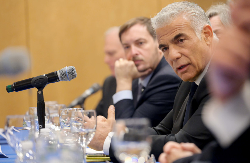  Prime Minister Yair Lapid meets with US Jewish community leaders in New York on September 21, 2022 (photo credit: Avi Ohayon/GPO)