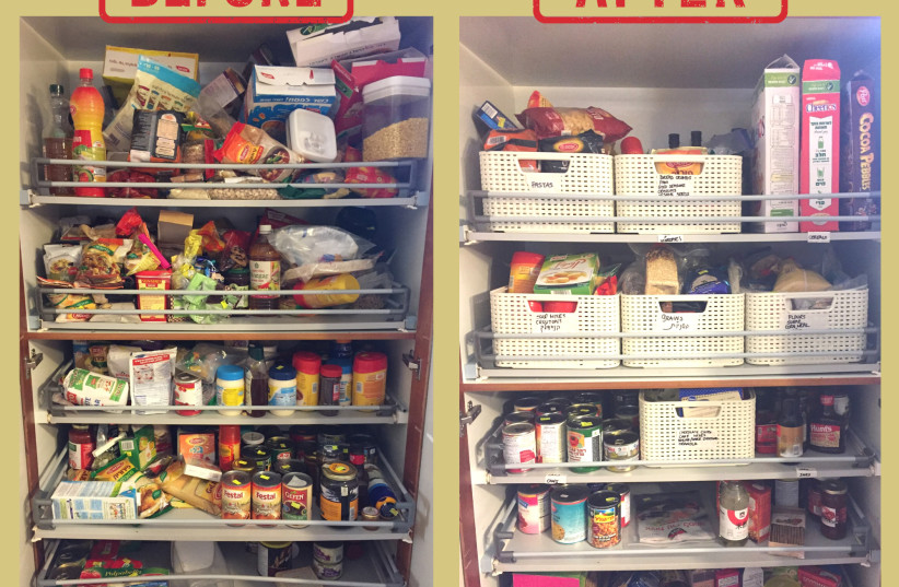  BEFORE & after – keeping an organized pantry with everything visible will cut down on the purchase of duplicates. (photo credit: MIRIAM GOLD)