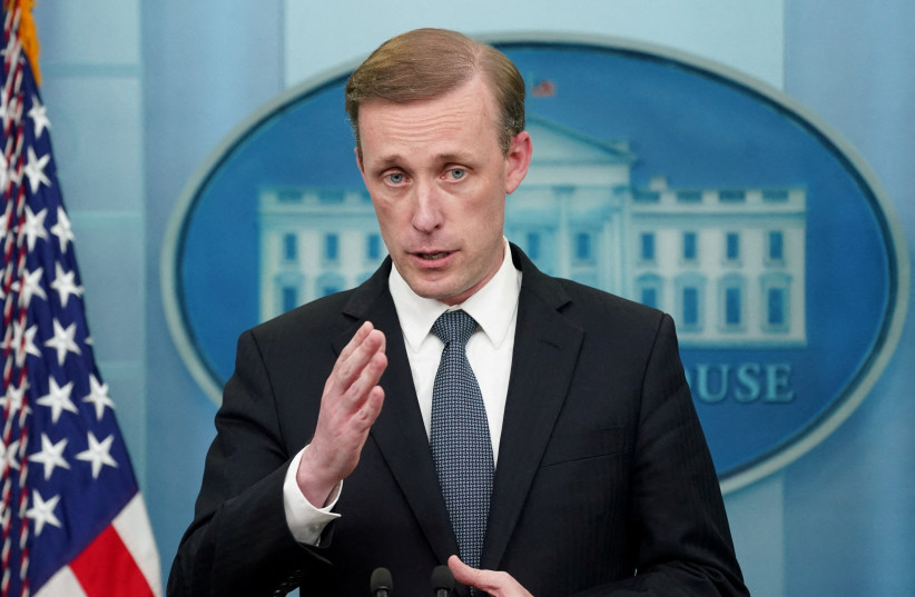 US national security adviser Jake Sullivan speaks to reporters during a press briefing at the White House in Washington, US, July 11, 2022. (photo credit: REUTERS/KEVIN LAMARQUE/FILE PHOTO)