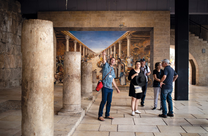  TOURISTS IN the Old City’s Cardo. (photo credit: HADAS PARUSH/FLASH90)