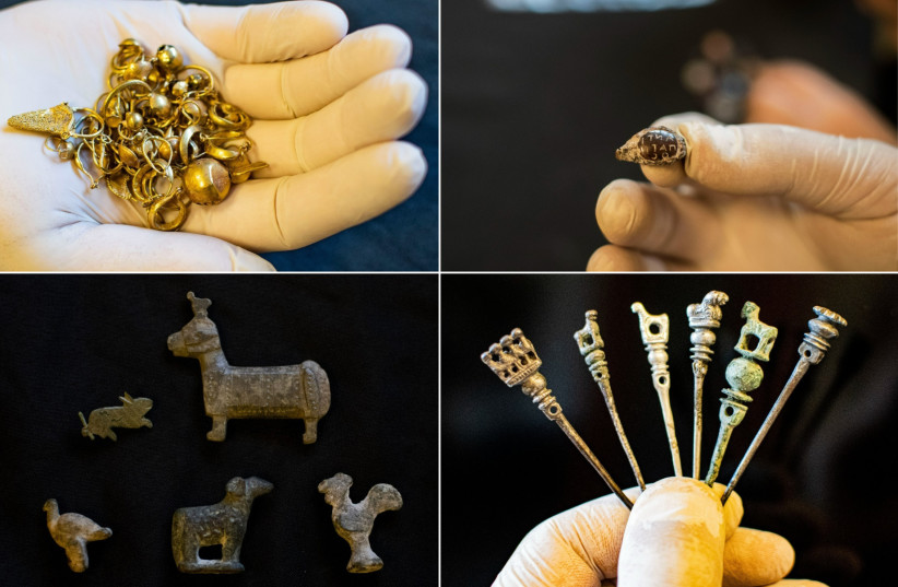  Ancient artifacts seized from an antiquities dealer in northern Israel, September 2022 (credit: YULI SCHWARTZ/IAA)