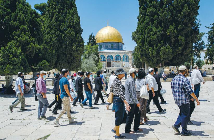  RELIGIOUS JEWS visit the Temple Mount, in 2020. (photo credit: SLIMAN KHADER/FLASH90)