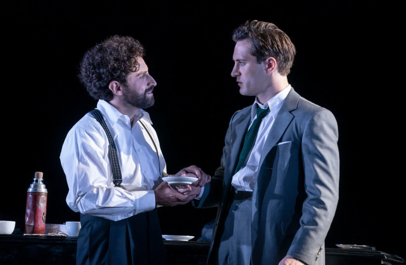  Brandon Uranowitz, left, as Nathan, and Arty Froushan as Leo. The latter character is a stand-in for Stoppard. (credit: JOAN MARCUS/JTA)