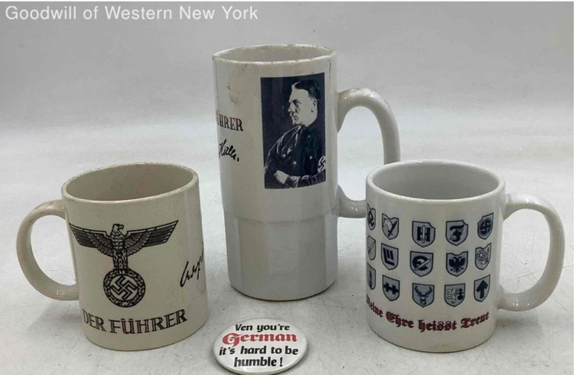 Screenshot of the mugs and pin that was being auctioned off on the Goodwill online shop (photo credit: GOODWILL ONLINE)