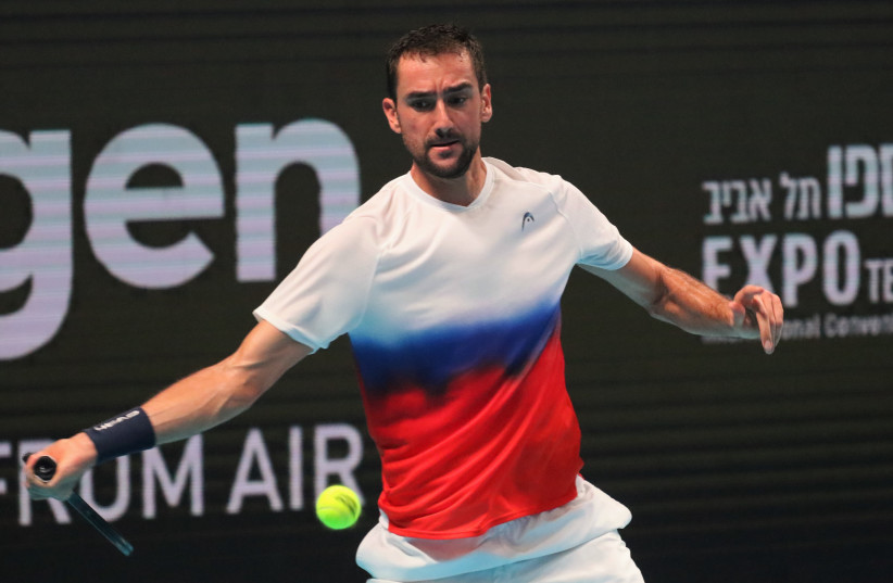  Marin Cilic playing in the Tel Aviv Watergen Open (credit: ORI LEWIS)