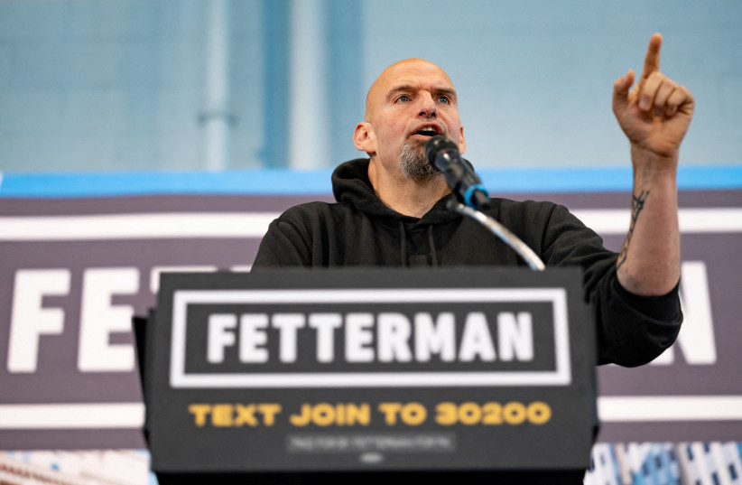 Pennsylvania Lieutenant Governor and US Senate candidate John Fetterman speaks during a rally in Philadelphia, Pennsylvania, US, September 24, 2022 (credit: REUTERS/HANNAH BEIER)
