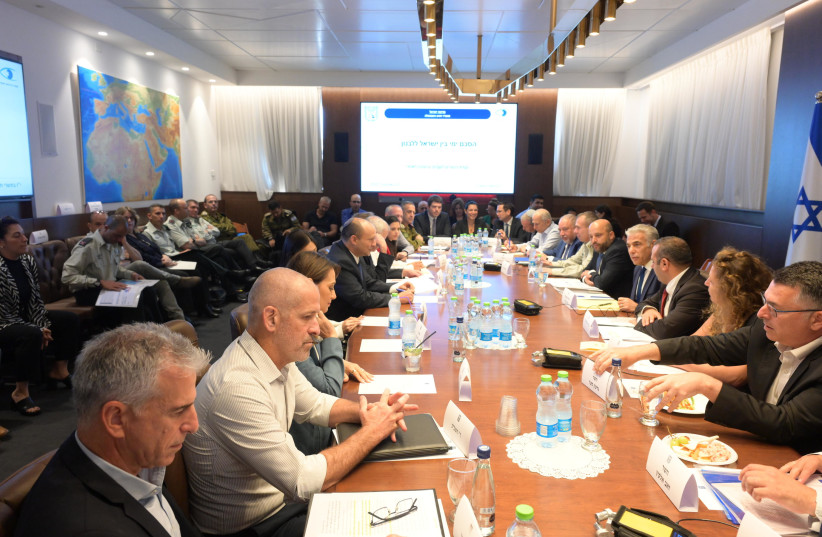  Israel's Security Council meets to discuss Lebanon maritime border deal, October 12, 2022 (credit: AMOS BEN-GERSHOM/GPO)