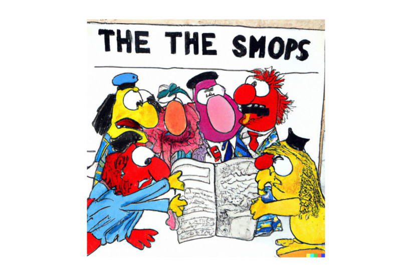  “Six Muppets Fighting Over a Copy of the Jerusalem Post”  (photo credit: GENERATED BY DALL-E)