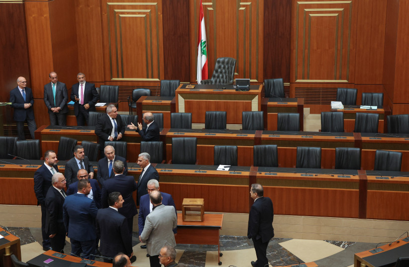  Lawmakers gather in parliament in Beirut, Lebanon October 13, 2022. (photo credit: REUTERS/MOHAMED AZAKIR)