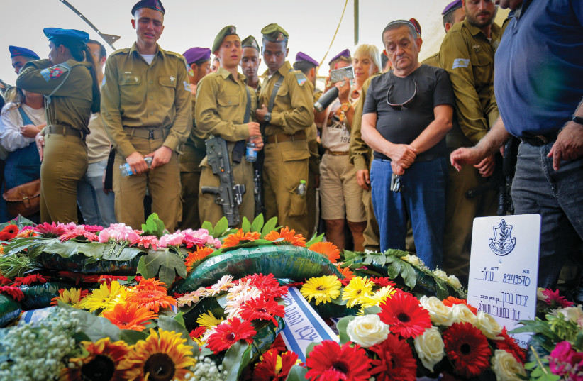  HUNDREDS ATTEND the funeral of Staff Sgt. Ido Baruch, murdered in a shooting attack near Shavei Shomron, at the Gedera military cemetery, Oct. 12.  (credit: FLASH90)