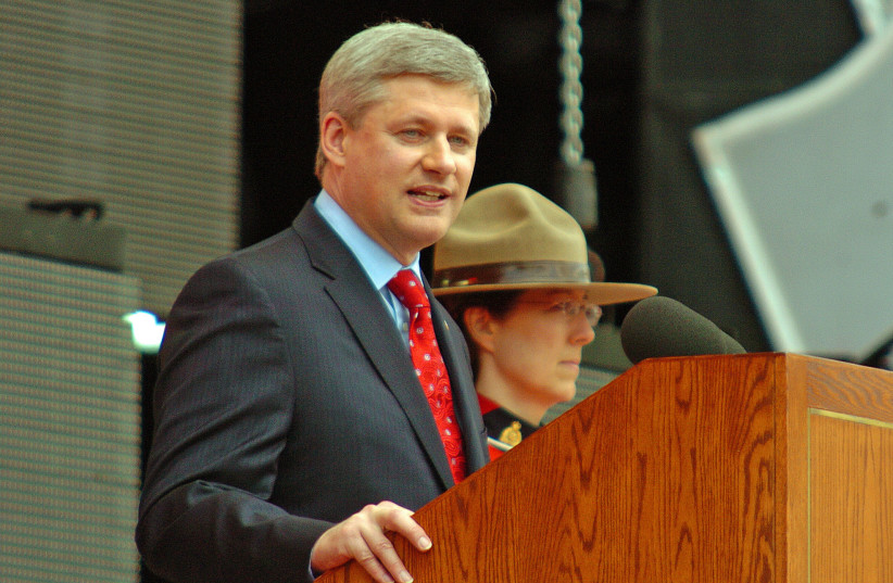Canadian Prime Minister Stephen Harper speaking at 2009 Canada Day celebrations on Parliament Hill. (credit: KASHMERA/CC BY 2.0 (https://creativecommons.org/licenses/by/2.0)/VIA WIKIMEDIA COMMONS)
