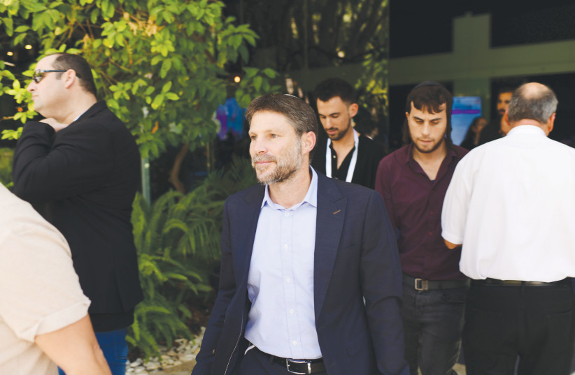  RELIGIOUS ZIONIST Party chairman MK Bezalel Smotrich attends a conference in Tel Aviv last week. (photo credit: TOMER NEUBERG/FLASH90)