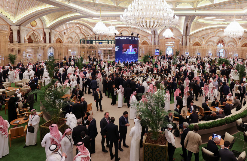 A general view shows the lobby of the Exhibition and Conference Center of the Ritz Carlton Hotel during the first day of the Future Investment Initiative (FII) conference, in Riyadh, Saudi Arabia, October 25, 2022. (credit: REUTERS/AHMED YOSRI)