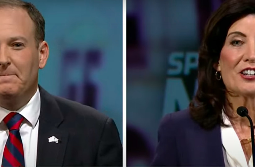 Race for New York governor: Gov. Kathy Hochul and Rep. Lee Zeldin debate Tuesday night two weeks before Election Day  (credit: Screenshot/Spectrum News NY-1)