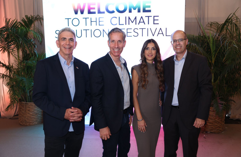 Dr. Doron Markel, Chief Scientist KKL-JNF; Jeff Hart, Executive Chair of the Climate Solutions Prize; Galit Levi, Chief Officer Climate Solution Prize; Avi Hasson, CEO of Start-Up Nation Central (photo credit:  Eliran Avital)