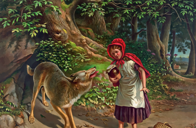  An illustration of Red Riding Hood meeting the wolf. (photo credit: PIXABAY)
