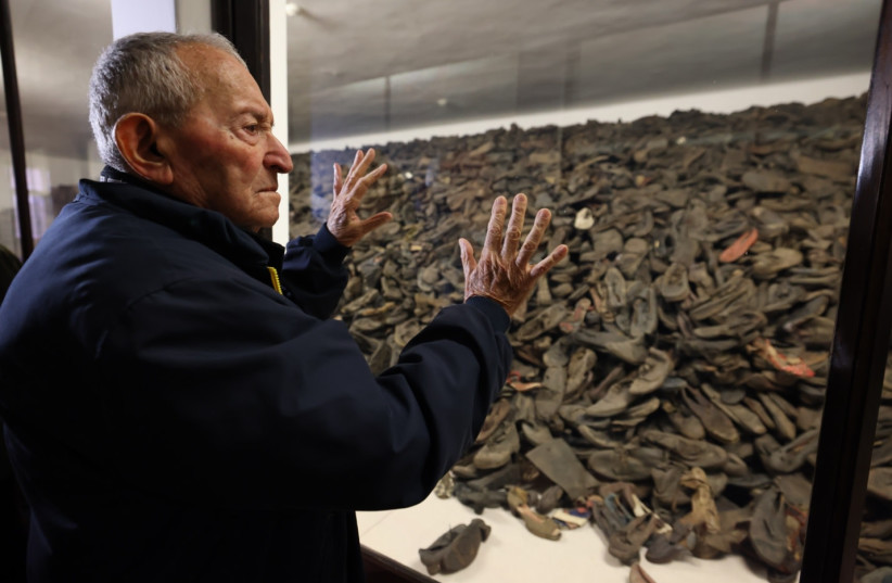  Holocaust survivor Arie Pinsker, who was in Auschwitz as a child, at the Auschwitz Museum last month  (credit:  Tali Natapov - Neishlos Foundation)