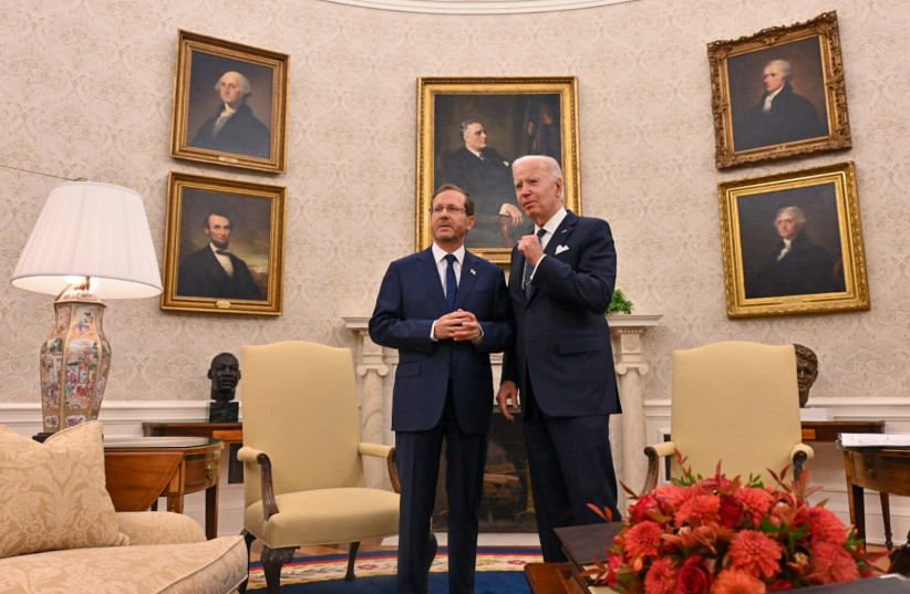  President Isaac Herzog and US President Joe Biden at the White House, 26 October, 2022. (photo credit: KOBI GIDEON/GPO)