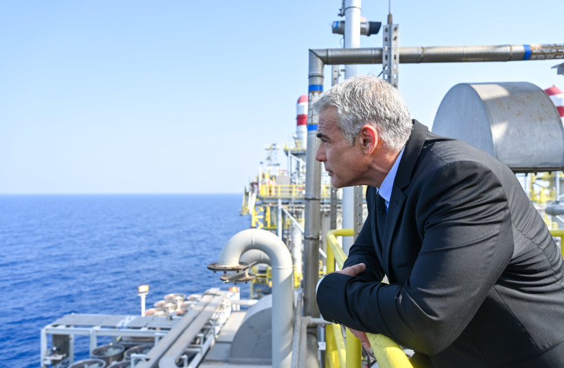  Prime Minister Yair Lapid's visit to the Karish gas rig in the Mediterranean Sea (photo credit: KOBI GIDON)