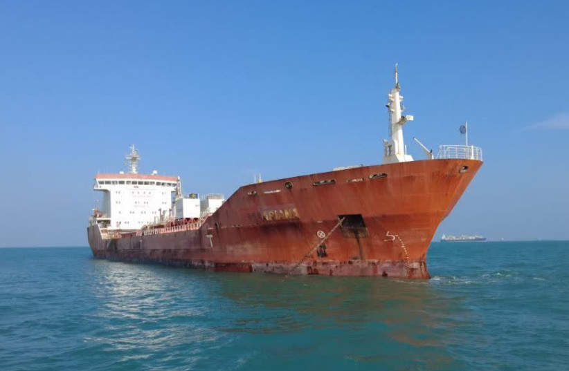 Oil tanker seized by the IRGC, October 31, 2022 (photo credit: FARS NEWS AGENCY)
