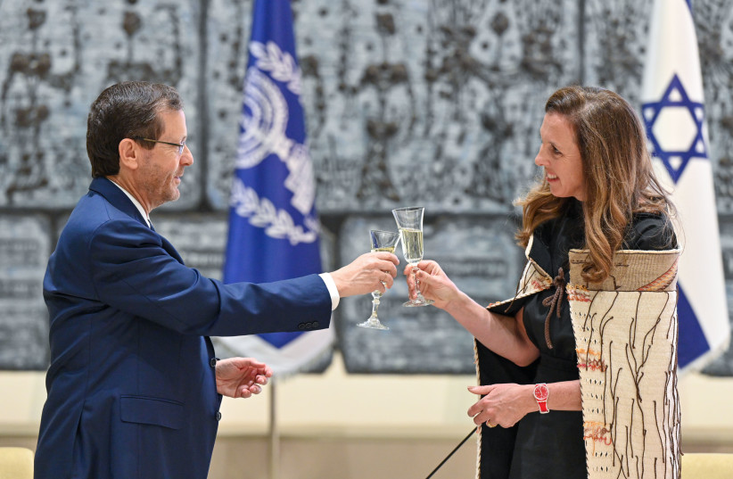  President Isaac Herzog with the ambassador from New Zealand, Zoe Coulson-Sinclair. (credit: KOBI GIDON / GPO)