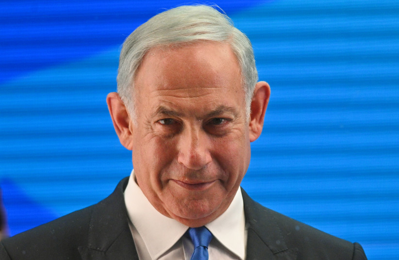  Head of the Likud party MK Benjamin Netanyahu at a Likud Party election event in Qiryat Shemona, October 24, 2022.  (photo credit: MICHAL GILADI/FLASH90)