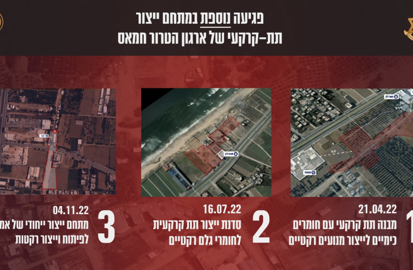 A graphic shows the damage done to Hamas infrastructure by Israeli airstrikes on November 3, 2022. (credit: IDF SPOKESPERSON'S UNIT)