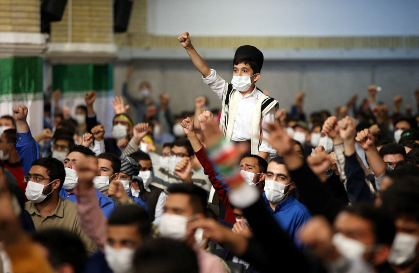  Students attend a meeting with Iran's Supreme Leader Ayatollah Ali Khamenei in Tehran, Iran November 2, 2022. (photo credit: Office of the Iranian Supreme Leader/West Asia News Agency/Reuters)