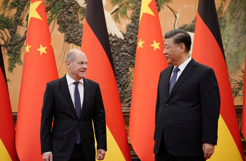 German Chancellor Olaf Scholz meets Chinese President Xi Jinping in Beijing (photo credit: REUTERS)