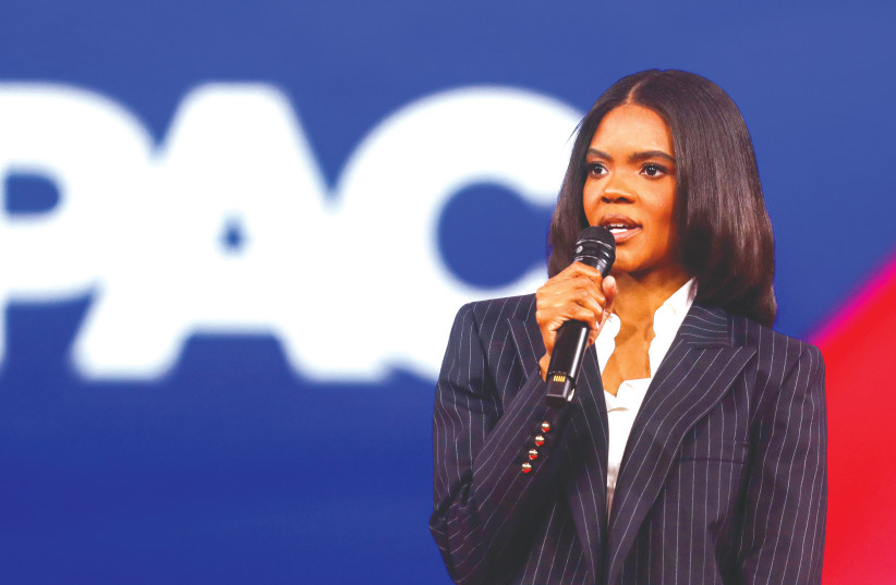  CONSERVATIVE TALK show host Candace Owens speaks during at the Conservative Political Action Conference (CPAC) in Orlando, Florida, earlier this year. She has come to the public rescue of her friend, Kanye West, who is an appalling, depraved and despicable antisemite.  (photo credit: OCTAVIO JONES/REUTERS)