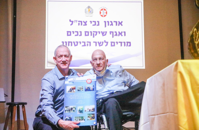  Defense Minister Benny Gantz attends an event for disabled IDF veterans. (photo credit: SHLOMI YOSEF)
